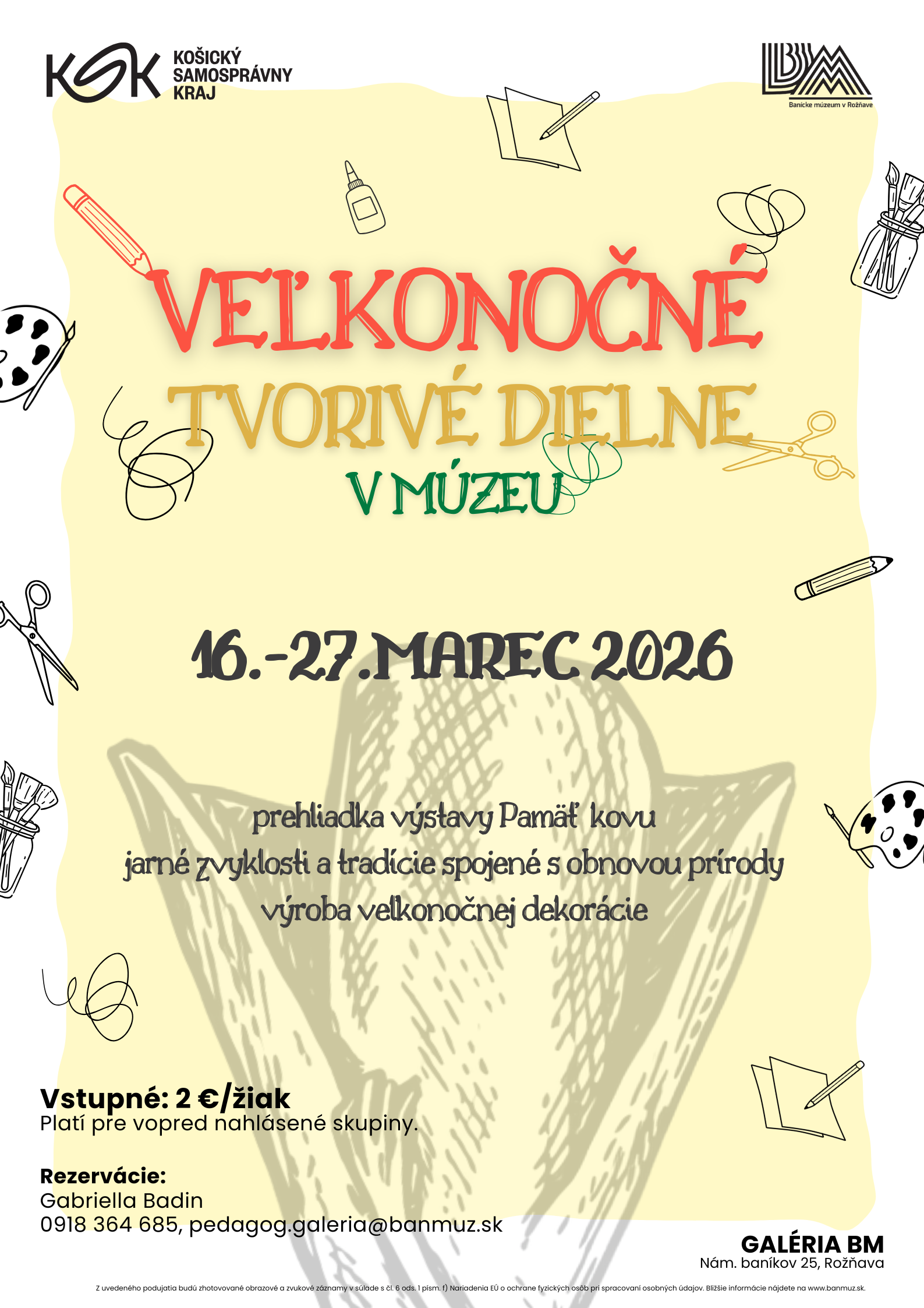 Plagát - Veľkonočné tvorivé dielne