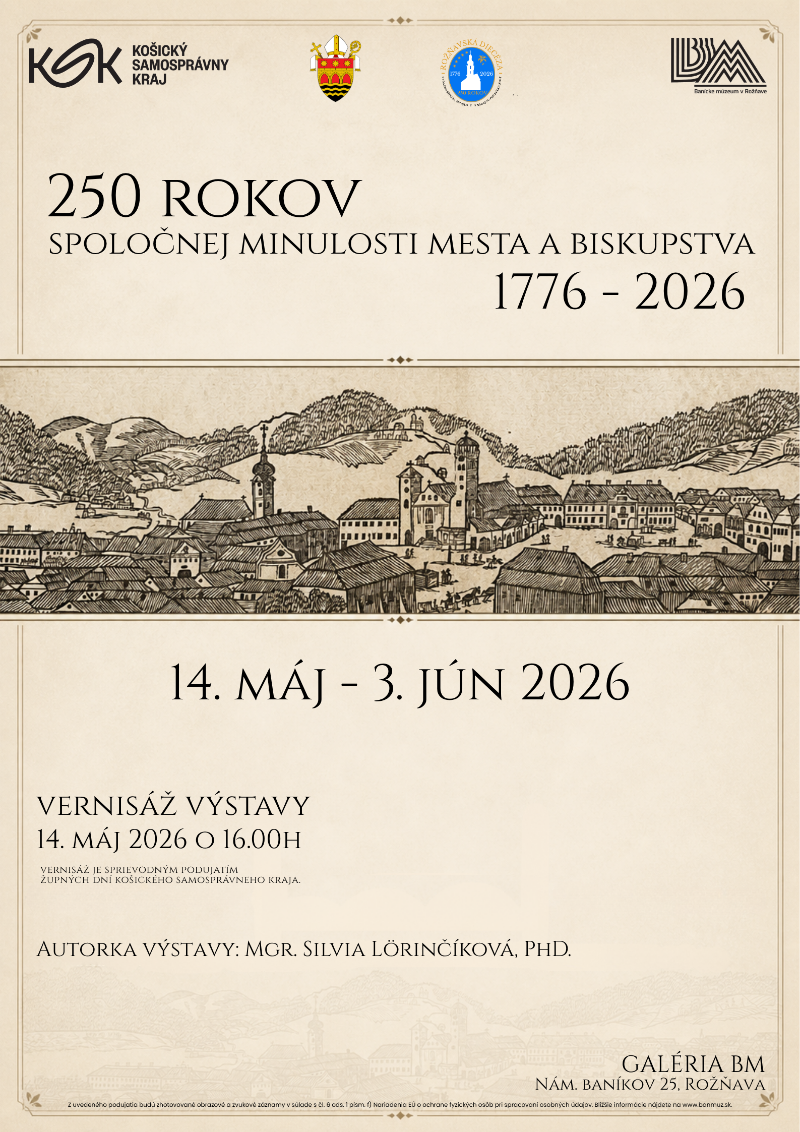 Plagát - Výstava 250 rokov spoločnej minulosti mesta a biskupstva
