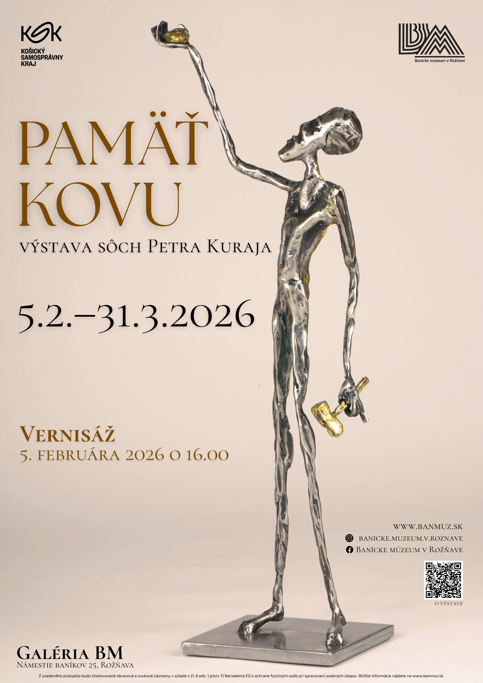 Plagát - Výstava Petra Kuraja Pamäť kovu