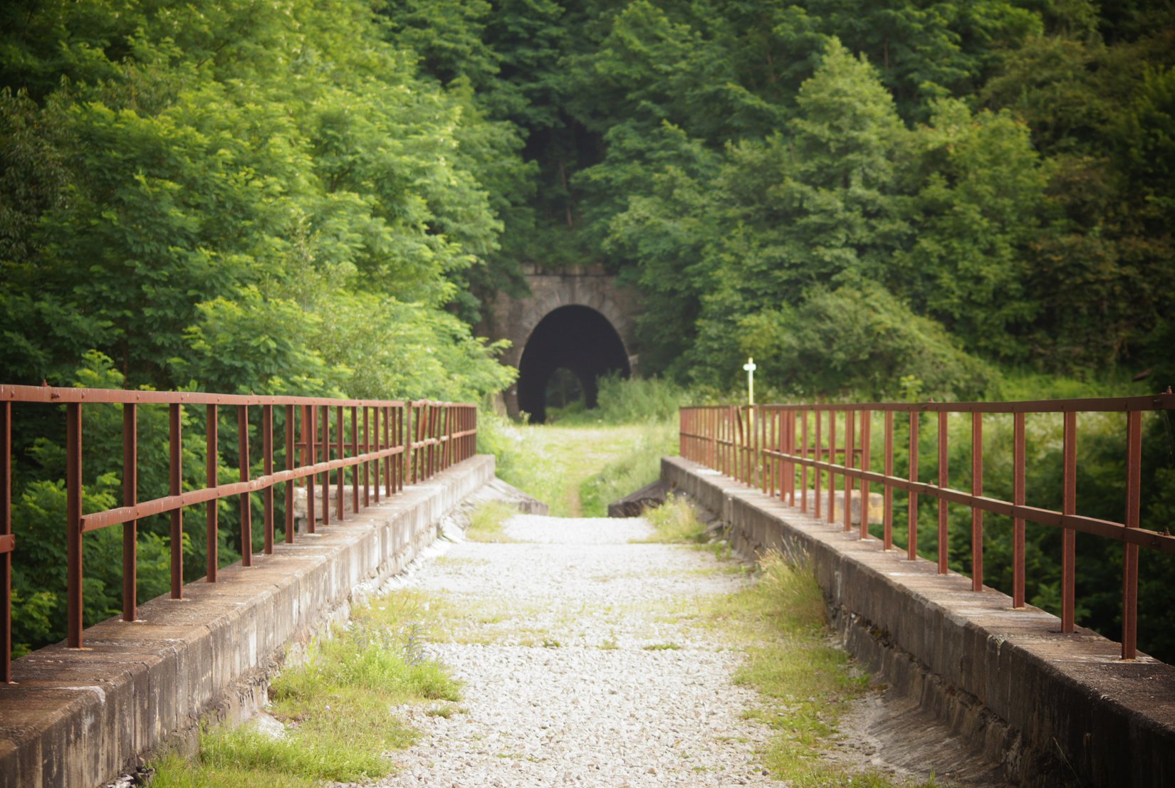 Koprášsky (Mníšanský) viadukt smerujúci k tunelu